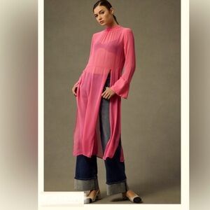 Anthropologie long sleeve sheer tunic dress